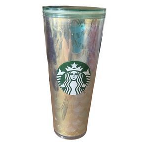 Starbucks Tumbler Cup Iridescent Mirror Sire Mermaid 24oz  Scales Venti Cold Use